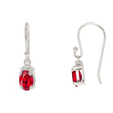 Created Ruby with White Topaz Oval Pendant