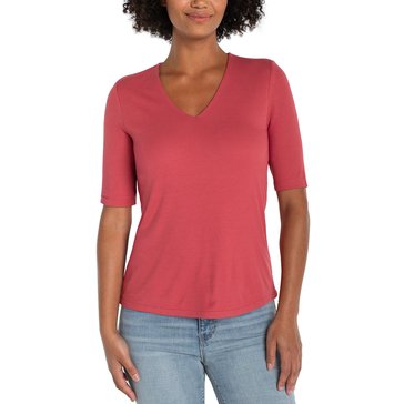 Liverpool Women's Half Sleeve Double Layer Knit Top