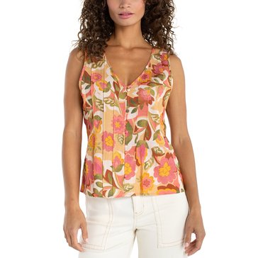 Liverpool Women's Sleeveless Woven Top with Pintucks