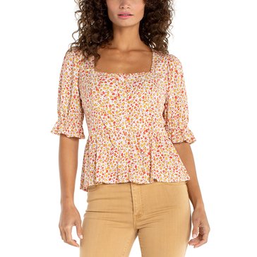 Liverpool Women's Half Puff Sleeve Peplum Top
