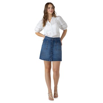 Dex Women's Button Front Mini Jean Skirt