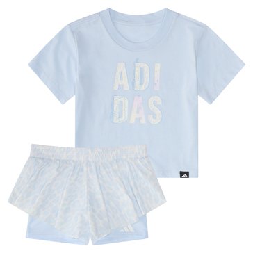 Adidas Infant Girls' Tee All Over Print Flowy Short Set