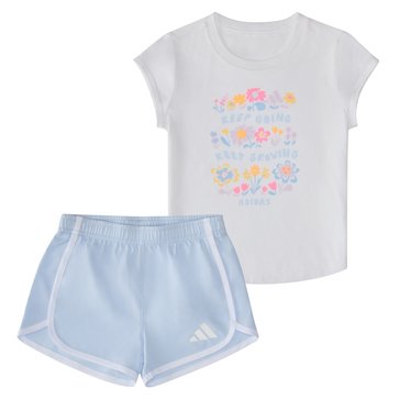 Adidas Infant Girls' Cap Sleeve Tee Woven Short Set