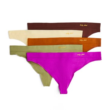 Baby Phat Women's Foil Logo Seamless Thong, 5-Pack