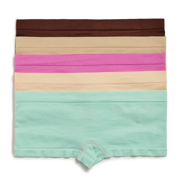 Baby Phat Women's Seamless Rubber Cat Logo Boyshorts, 5-Pack