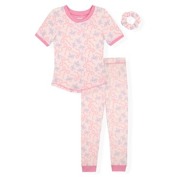 Sleep On It Little Girls' 2-Piece Bows Tight Fit Sleep Set