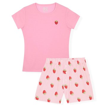 Sleep On It Big Girls' Sweet Dreams Boxer Shorts And Graphic Tee Pajama Set