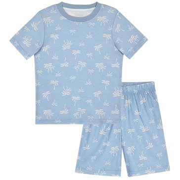 Sleep On It Boys' Waffle Thermal Palm Trees Crew Neck Pajama Shorts Set