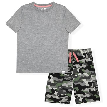 Sleep On It Boys' Camo Crew Neck Pajama Shorts Set
