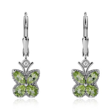 Peridot with White Topaz Butterfly Drop Earrings