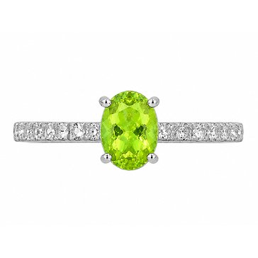 Peridot with White Topaz Oval Pendant