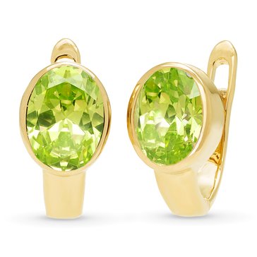 Peridot Oval Huggie Earrings