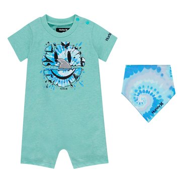 Hurley Baby Boys' Smiley Romper and Bib Set