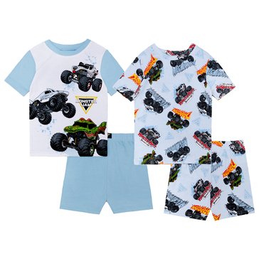 Monster Jam Big Boys' Cotton Pajama Set, 4-Piece