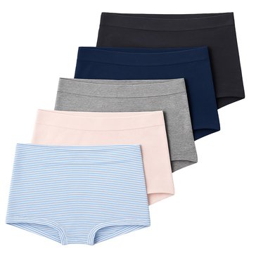 Lands End Women's Soft Essential Everyday Cotton Modal Boyshorts, 5-Pack