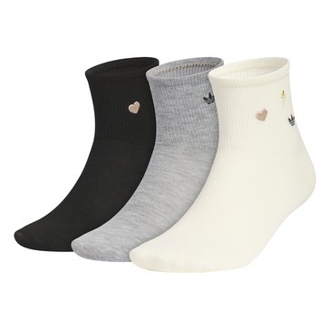 Adidas Womens Originals Icon High Quarter Socks, 3-Pack