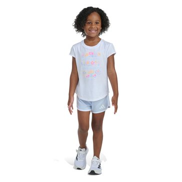 Adidas Little Girls' Cap Sleeve Tee And Woven Short Set