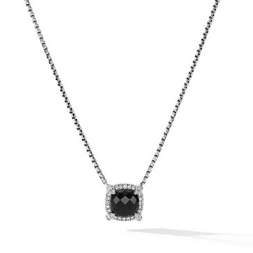 David Yurman Petite Chatelaine Pave Bezel Pendant Necklace