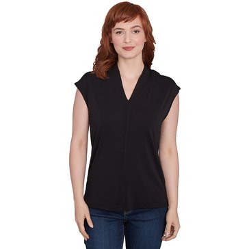 Emaline Womens Short Sleeve V-Neck Top Petite