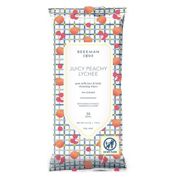 Beekman 1802 Juicy Peachy Lychee Face And Body Wipes