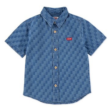 Levi Toddler Boys' Short Sleeve Checkered Denim Shirt