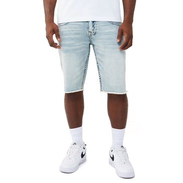 True Religion Men's Ricky Single Needle Fray Hem Denim Shorts