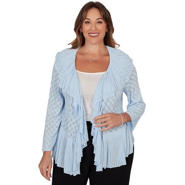 Emaline Women's Drapey Pointelle Cozy 3/4 Sleeve Cardigan Plus