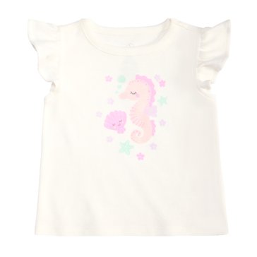 Wanderling Baby Girls' Seahorse Flutter Sleeve Top