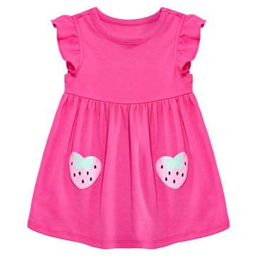 Wanderling Baby Girls' Strawberry Pocket Dress