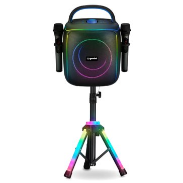 Gemini Wireless Karaoke Speaker with 2 Microphones and RGB LED Tripod Stand