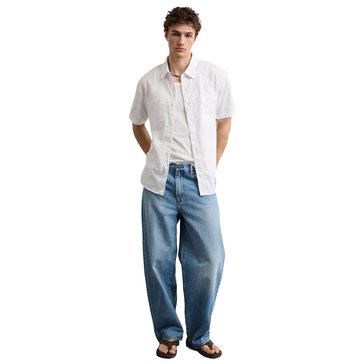 AE Men's Standard Fit Short-Sleeve Linen Shirt