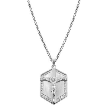Diamond Brilliance Men's 2/5 cttw Lab Grown Diamond Hexagon Crucifix Pendant