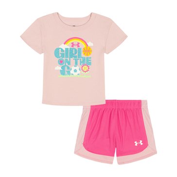 Under Armour Little Girls' Baby Tee And Mesh Shorts Set