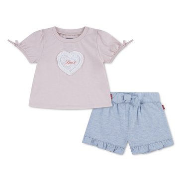 Levi's Baby Girls' Bow Sleeve Tee and Belted Short Set