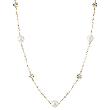 Imperial Freshwater Cultured Pearl and 3/8 cttw Lab Grown Diamond Station Necklace