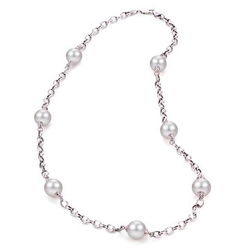 Imperial Freshwater Cultured Pearl Station Rolo Chain Necklace
