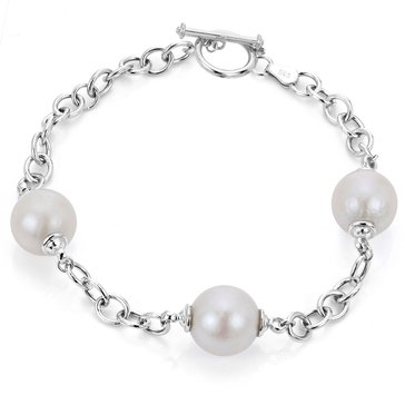 Imperial Freshwater Cultured Pearl Station Rolo Chain Bracelet