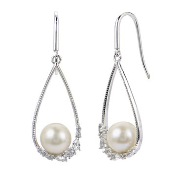 Imperial Freshwater Cultured Pearl and White Topaz Teardrop Earrings