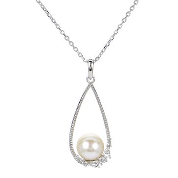Imperial Freshwater Cultured Pearl and White Topaz Teardrop Pendant