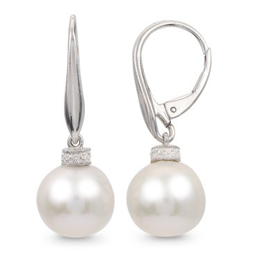 Imperial Freshwater Cultured Pearl and Diamond Accent Lever Back Earrings