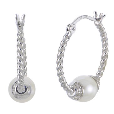 Imperial Freshwater Cultured Pearl and Diamond Accent Twist Hoop Earrings