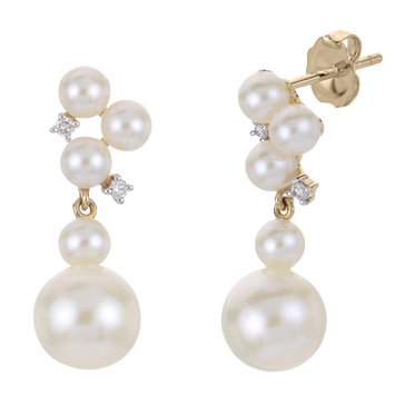 Imperial Freshwater Cultured Pearl and Diamond Accent Cluster Drop Earrings