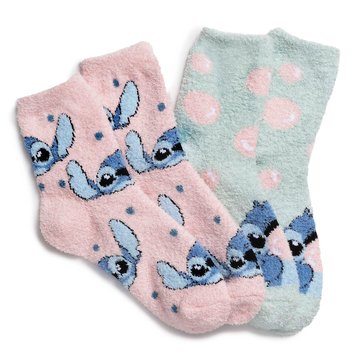 Lilo and Stitch Womens Fuzzy Crew Socks, 2-Pack