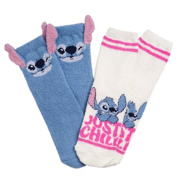 Lilo & Stitch Womens Special Accent Fuzzy Crew Socks, 2-Pack