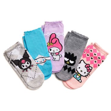 Hello Kitty Womens Friends Scallop Edge No Show Socks, 5-Pack