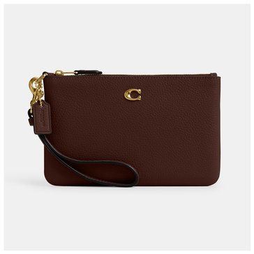COACH Polished Pebble Leather Small Wristlet