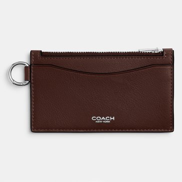 COACH Natural Full-Grain Leather Zip Card Case