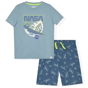 Sleep On It Big Boys' Nasa Short Sleeve Crewneck Top And Shorts Pajama Set