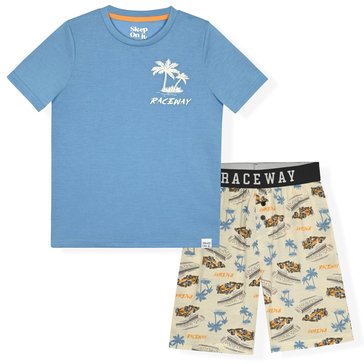 Sleep On It Big Boys' Raceway Short Sleeve Crewneck Top And Shorts Pajama Set