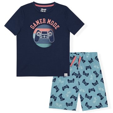 Sleep On It Big Boys' Gamer Short Sleeve Crewneck Top And Shorts Pajama Set